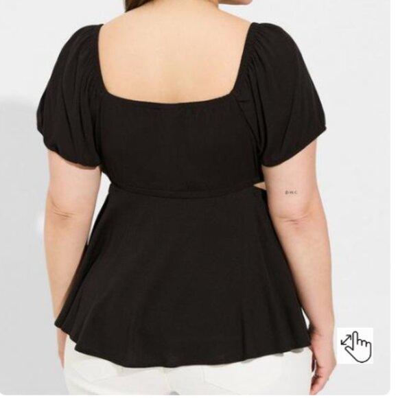 NWT - Torrid Size 2 - Babydoll Rayon Slub With Side Cutouts Top - Picture 3 of 3